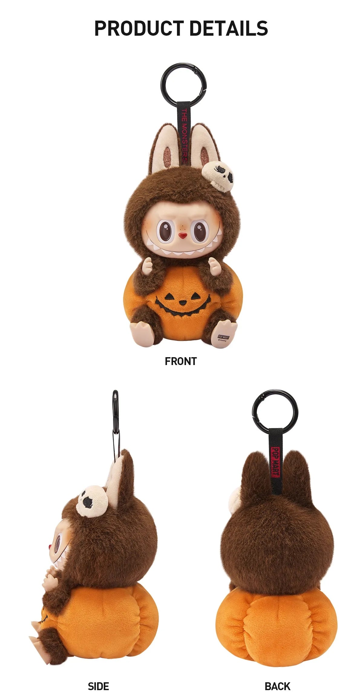 Pop Mart Labubu The Monsters Happy Halloween Party Series-Sitting Pumpkin Vinyl Plush Pendant