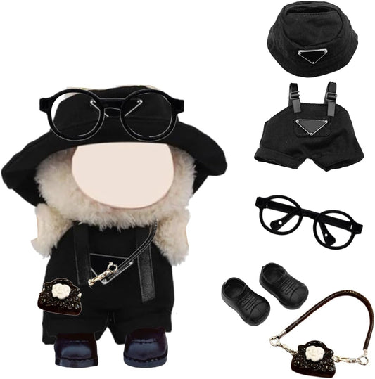 Vestito Labubu 5 Pezzi Set Nero, Pantaloni, Cappello, Borsa, Occhiali e Scarpe