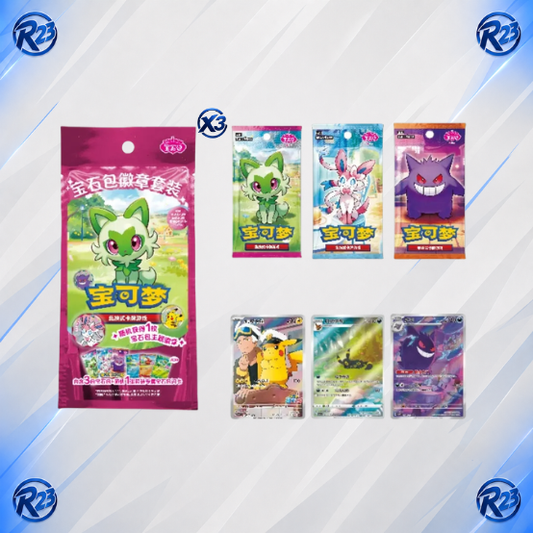 Pokemon 3 Gem Pack Badge Set CH
