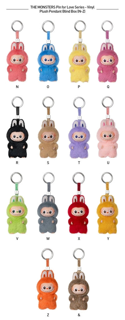 Pop Mart Labubu The Monsters Pin for Love Series Vinyl Plush Pendant (N-Z) Sealed Case (14 Blind Box) (Copia)