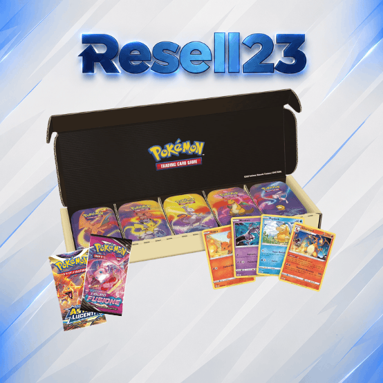 Pokemon 5 Mini Tin da collezione Prodigi di Kanto (1 Busta di Colpo Fusione e 1 Busta di Astri Lucenti) + Promo IT Resell23